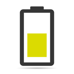 Power technology shadow icon, battery web shape design, energy level vector illustration