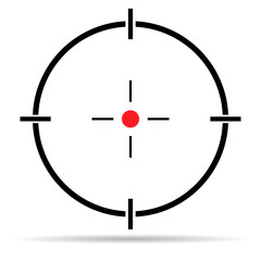Crosshair army target shadow icon, hunting cross sign mark, graphic vector illustration
