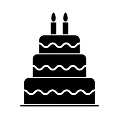 Sweet cake icon, bakery dessert food symbol, happy birthday day graphic vector illustration