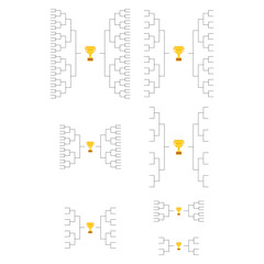 Set of Bracket sport tournament, blank elimination event sign, playoff match vector illustration