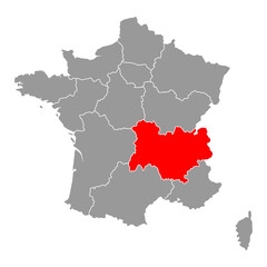 Auvergne Rhone Alps of France map symbol shape, travel web flat concept icon symbol vector