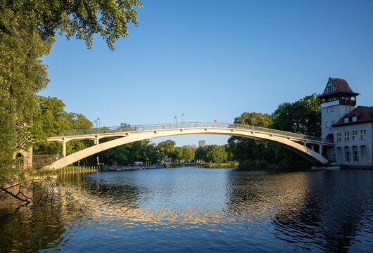 Abteibr&uuml;cke, a pedestrian bridge  connecting treptower park to Insel der Jugend in Berlin, Germany