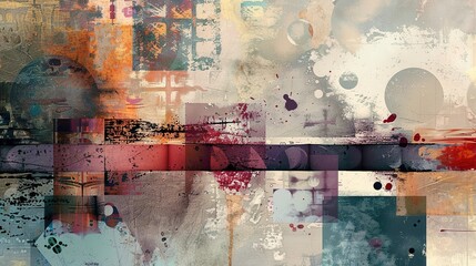 Dynamic Mixed Media Abstract Background with Space for Text Overlay.