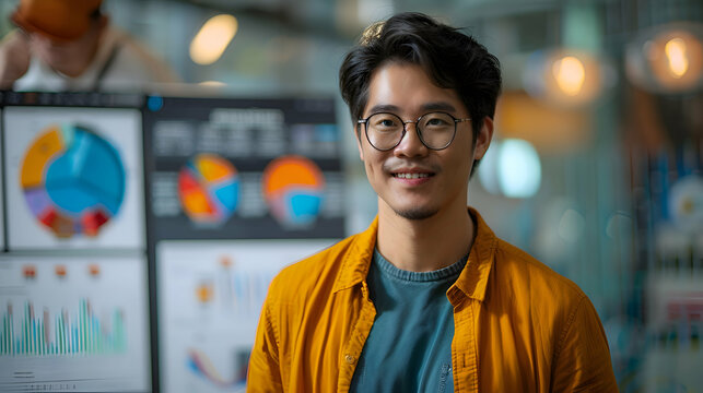 Product Launch: A Chinese entrepreneur in Shanghai presenting a product launch strategy