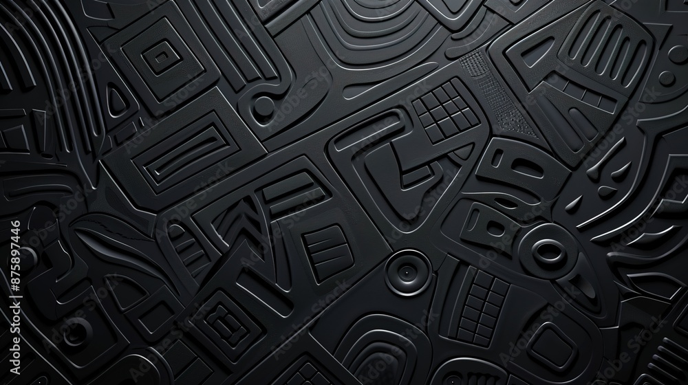 Poster dark matte background with intricate linear designs