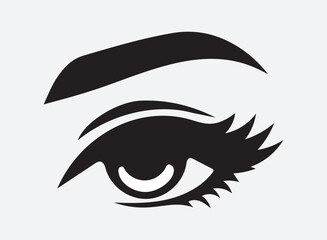 Long eyelashes icon. Black vector on white. eyelashes logo design template vector.