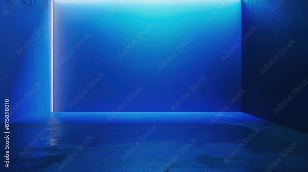 Poster tranquil blue illuminated backdrop with minimalistic design and copy space