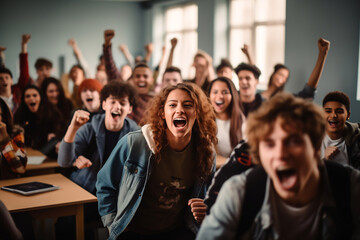 Fototapeta premium Passionate Students Rallying in School
