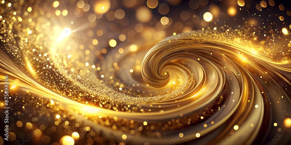 Poster ai-generated gold particle swirls and bokeh on a dark canvas