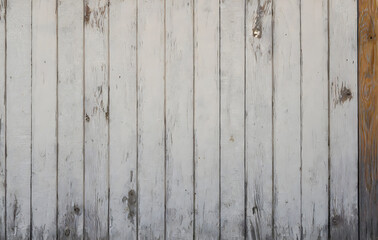 old white painted exfoliate rustic bright light wooden texture. Generative AI.
