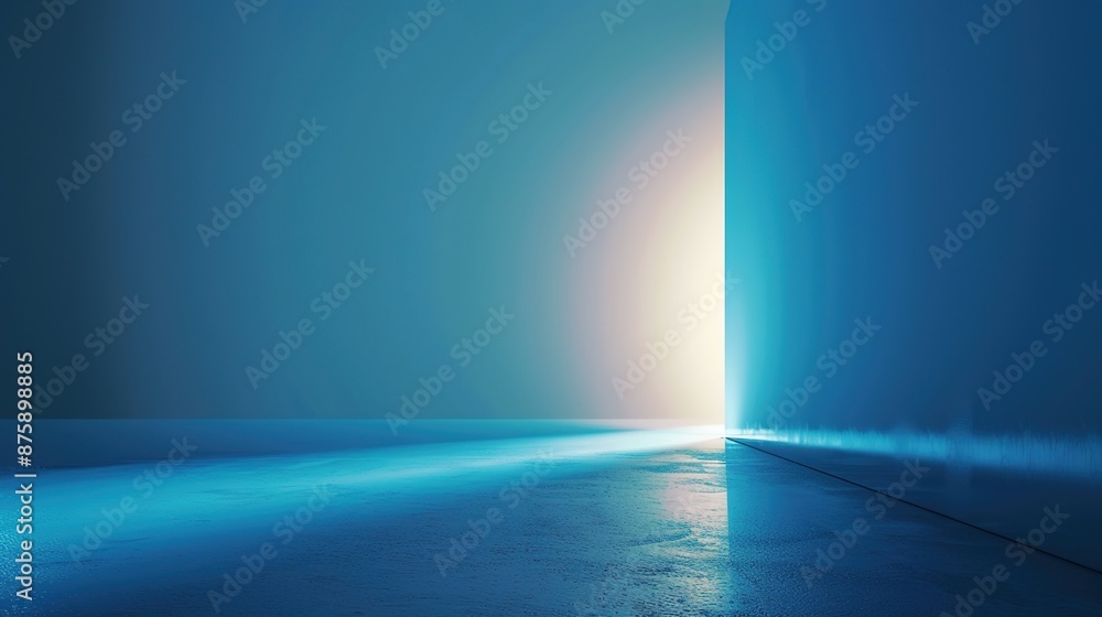 Poster serene blue gradient background with copy space for text