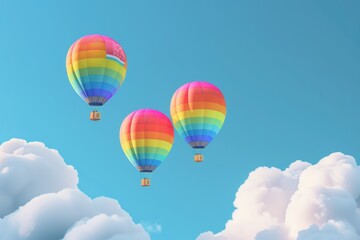 Fototapeta premium rainbow hot air balloons are flying in the sky
