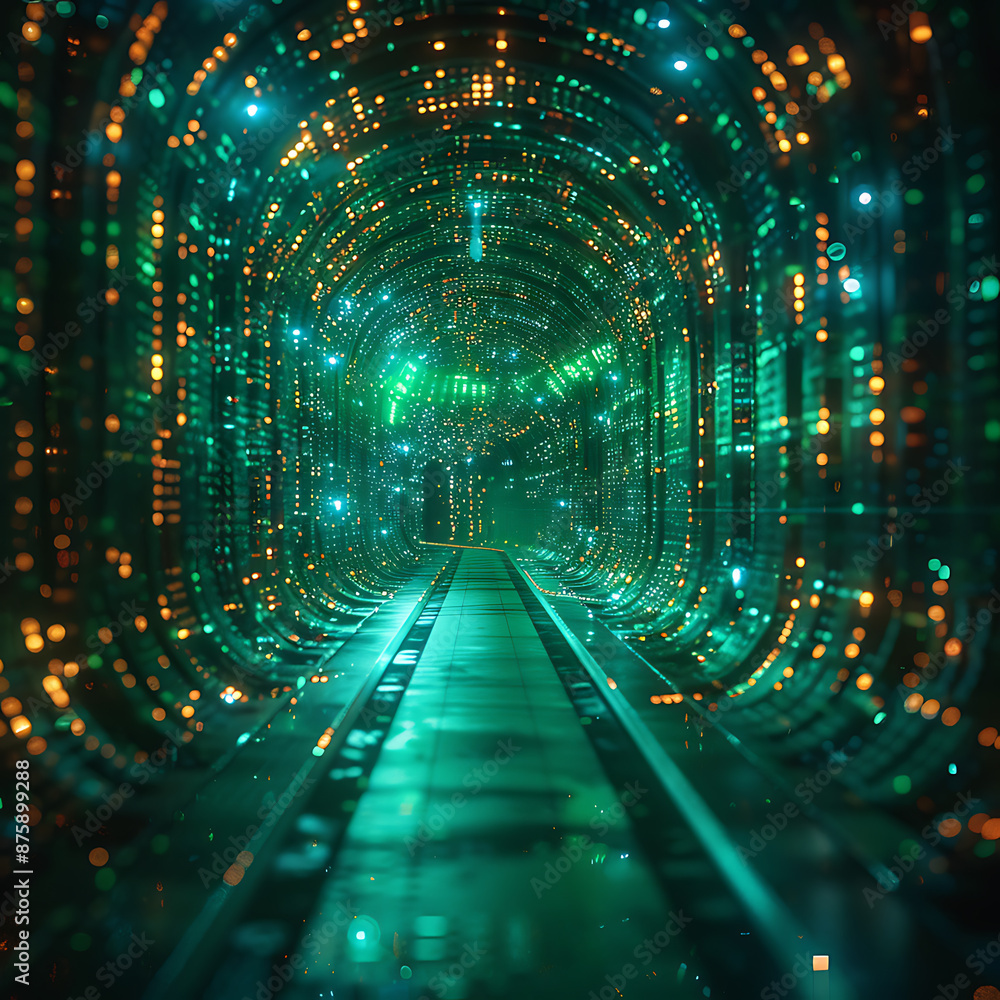 Poster cyber security visualization: grid patterned maze