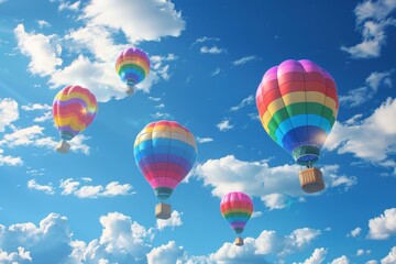 Obraz premium rainbow hot air balloons are flying in the sky