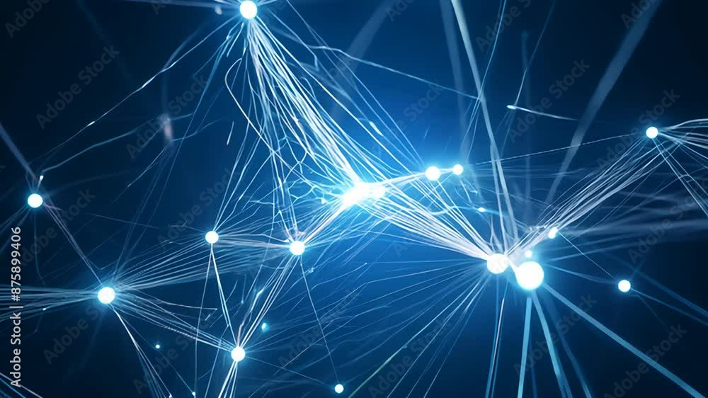 Poster abstract blue light network connection visualization