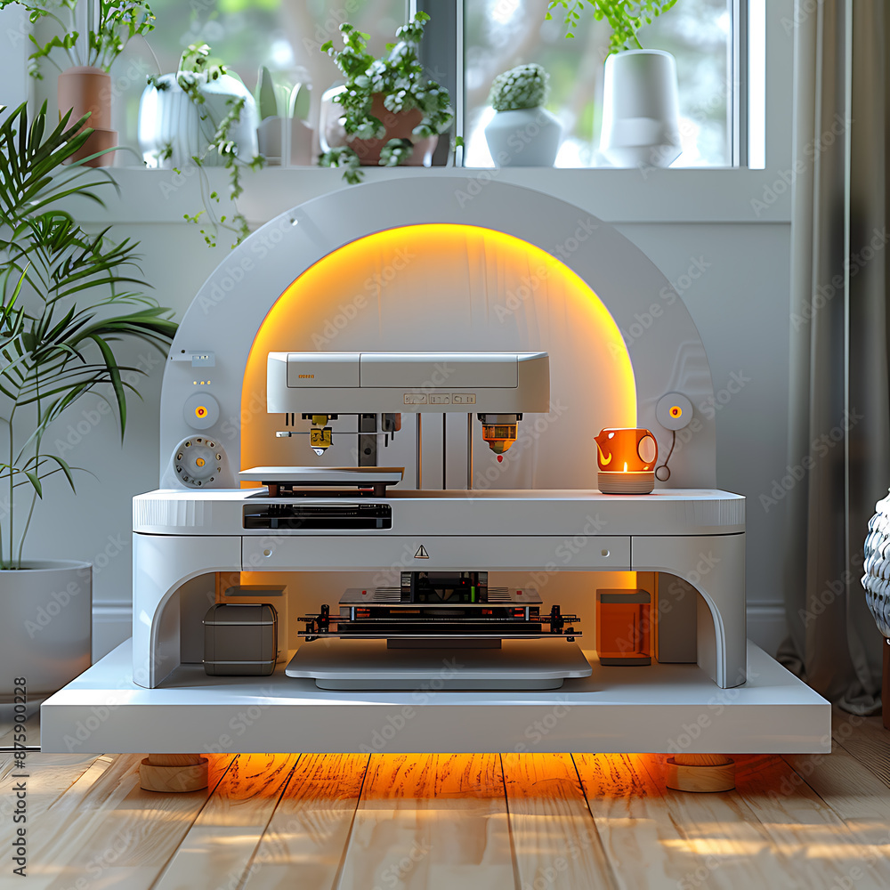 Poster revolutionizing 3d printing: empty canvas background