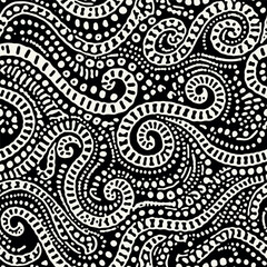 Vector seamless pattern. Abstract dotted texture. Monochrome warped surface. Creative spotty background. Monochrome Australian print. Can be used as swatch for illustrator.