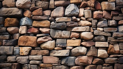 a wall of rocks with a red stone in the middle.