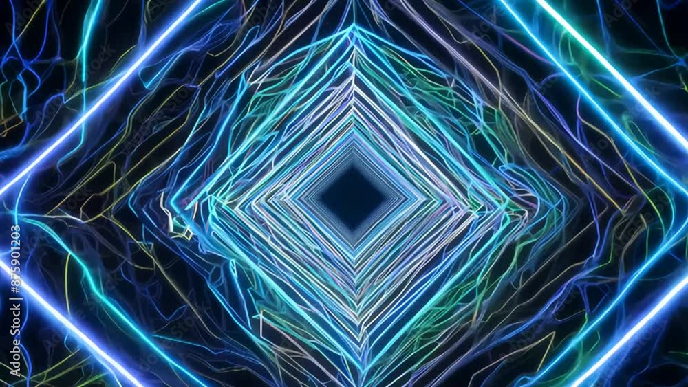 Aufkleber neon light tunnel with abstract patterns and colors