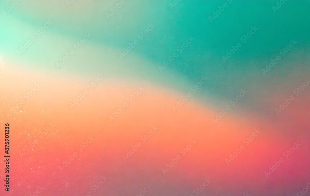 Poster orange teal green pink abstract grainy gradient background noise texture effect summer poste. genera