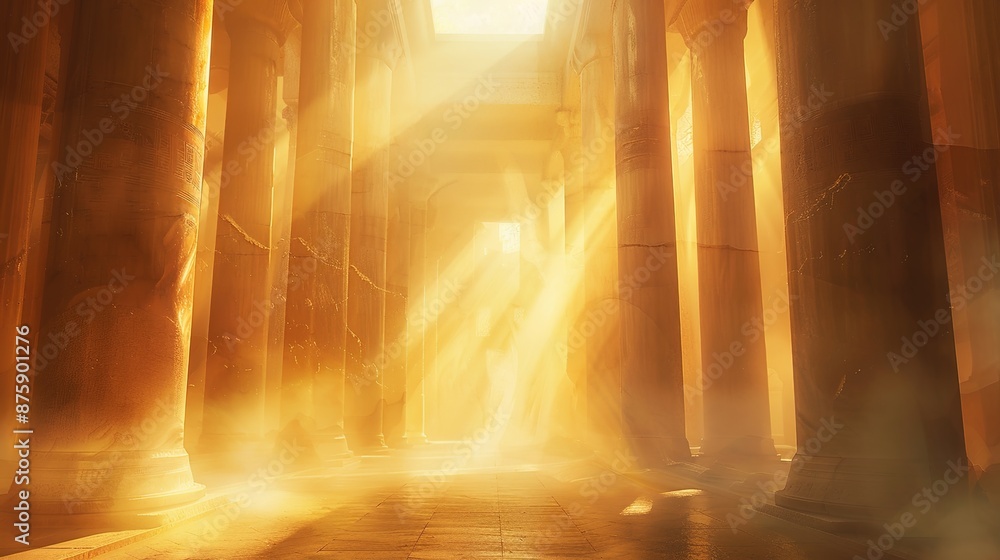 Poster ethereal atmosphere created by soft golden light, offering a blank canvas for creativity.