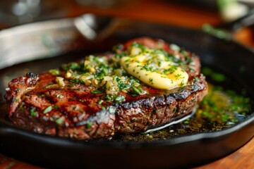 steak topped with garlic butter