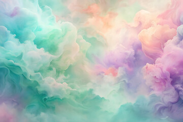 Obraz premium Dreamy watercolor soft pastel abstract background with lavender and mint hues.