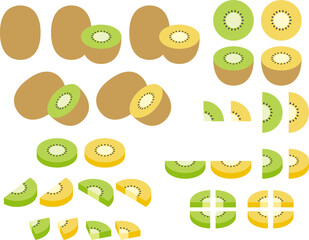 キウイフルーツのイラストセット kiwifruit set