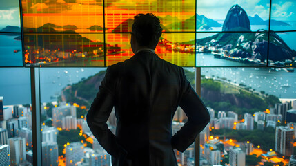 Risk Management: A Brazilian risk analyst in a Rio de Janeiro office, presenting a comprehensive risk management strategy