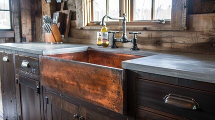 Luxurious Villa Kitchen Featuring a Timeless Rustic Sink