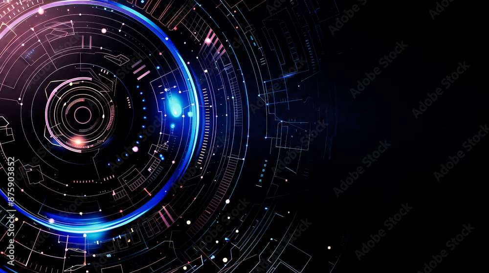 Poster futuristic technology background with concentric circles forming a hud element, perfect for any proj