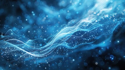 Illuminated Digital Stream of Data Particles - Abstract Futuristic Technology Background