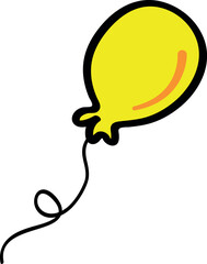 Bright Yellow Balloon Floating with Curled String