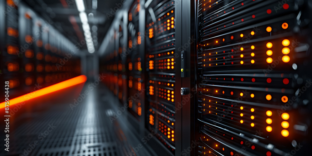 Poster empty server racks for modern technology integration