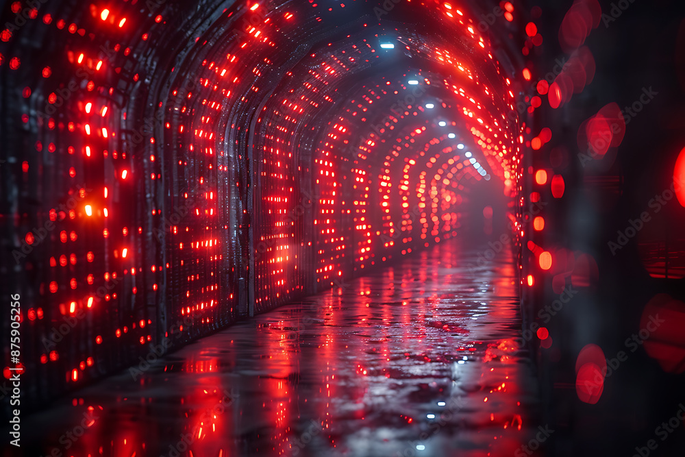 Poster cybersecurity alert: empty spaces & network traffic
