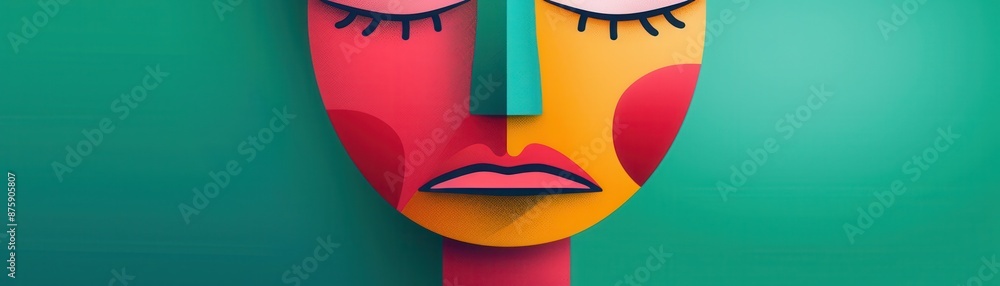 Wall mural abstract colorful face illustration.