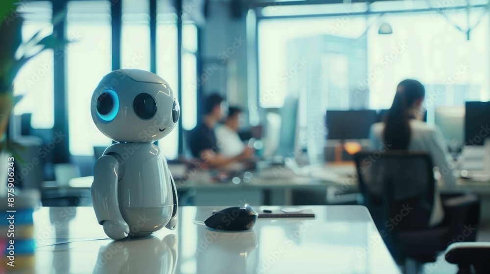 Aufkleber the picture of the robot working as the assistance for the human to provide assist and support, the 