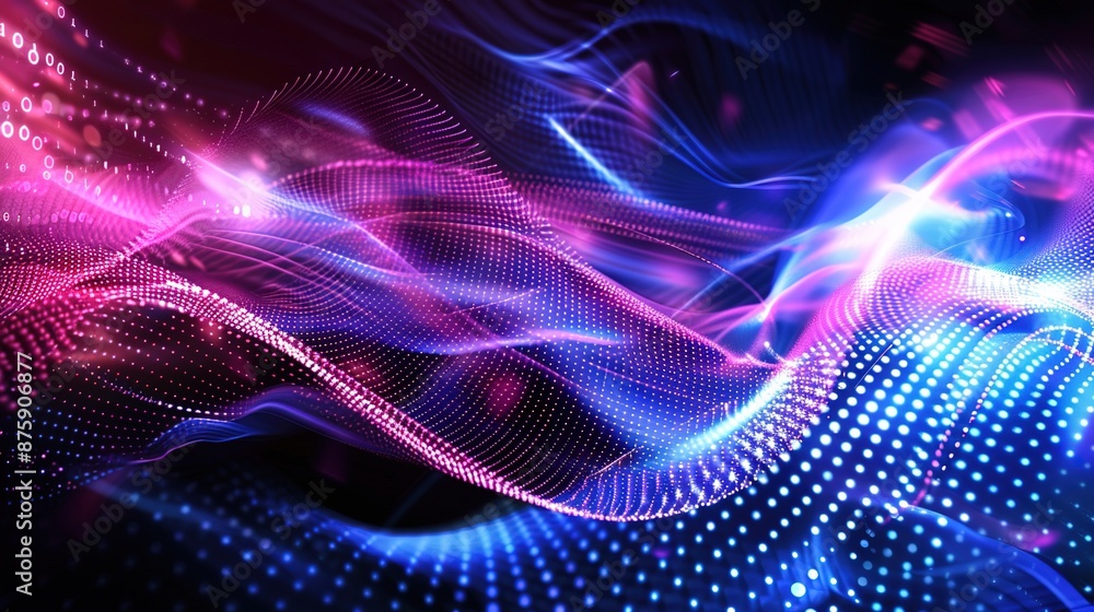 Aufkleber illuminated futuristic digital interface with dynamic waves of light