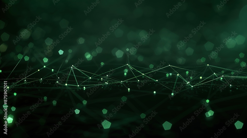 Poster abstract network of interconnected nodes and lines on dark background