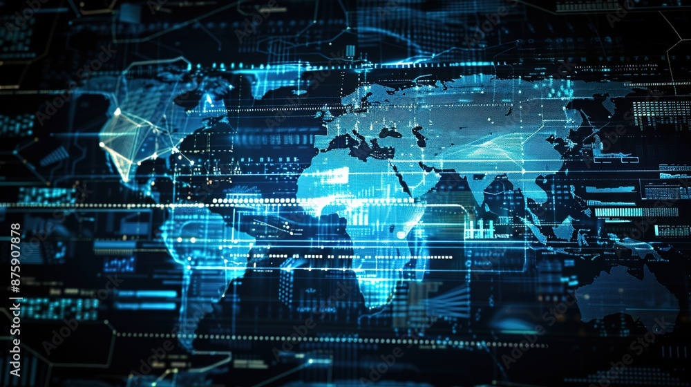 Poster digital global map: high-resolution world view on modern screen