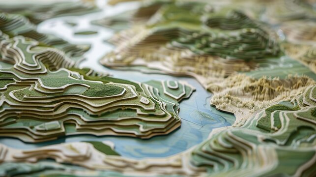 Educational Topographic Map Highlighting Geographical Features for Environmental Study