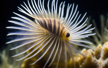 Sabella spallanzanii detail from the Mediterranean Sea. Generative AI.