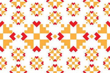 Ethnic pixel seamless fabric pattern. 
Geometric ikat  oriental traditional design for background,wallpaper.