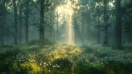 morning fog in the forest