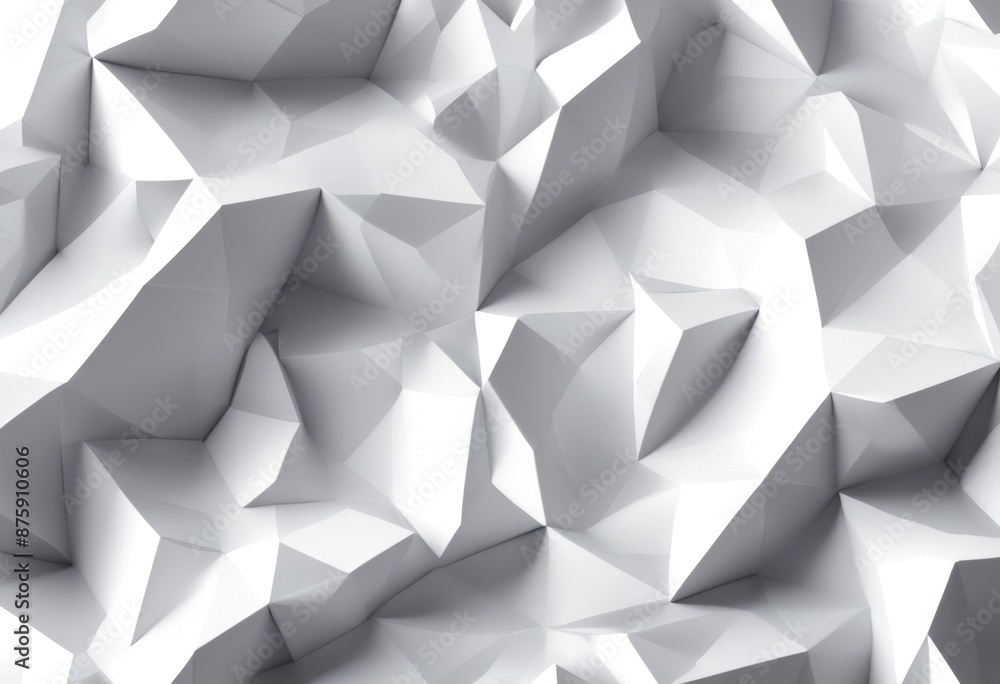 Poster style square polygon photo detailed low geometric rumpled triangular render highly 3d white poly bac