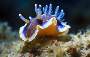 Sea life. Nudibranch is a member of Nudibranchia, a group of soft-bodied, marine gastropod. Generative AI.