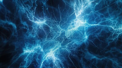 Naklejka premium Electric Flow: Minimalist Composition with Luminous Threads of Technology