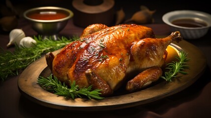 Whole chicken, perfectly baked with a delicious golden crust.