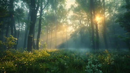 Obraz premium morning mist in the forest