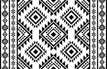 Fototapeta premium Ancient echoes Aztec geometric seamless patterns southwest Navajo Native American tribal ethnic black and white for textile printing